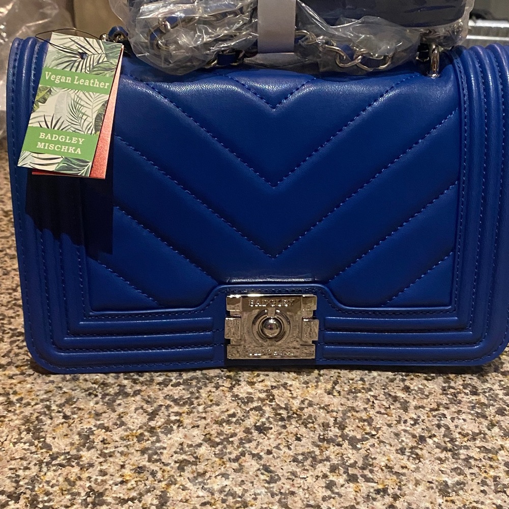 Badgley Mischka Vibrant Blue Vegan Leather Crossbody Bag